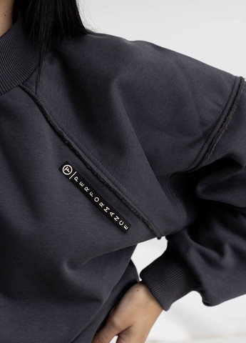 Серый свитшот на флисе со швами наизнанку TOTALFIT надпись (303023593)