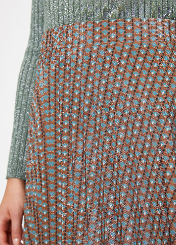 Коричневая кэжуал с геометрическим узором юбка KOTON плиссе