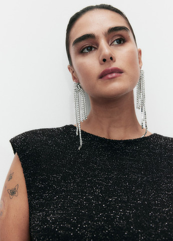 Чорна коктейльна, вечірня сукня з відкритою спиною H&M однотонна