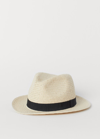 Шляпа H&M однотонная светло-бежевая кэжуал искусственная солома