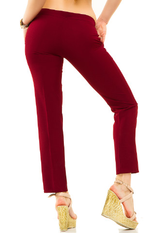 Бордовые кэжуал демисезонные прямые брюки Lady Style
