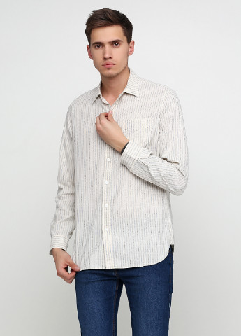 Молочная кэжуал рубашка в полоску Ralph Lauren с длинным рукавом