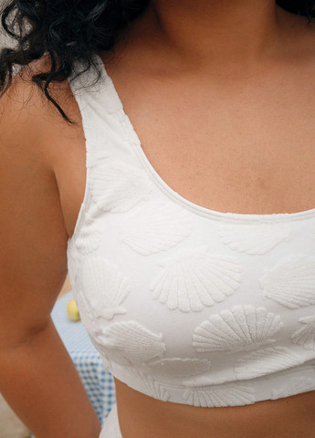 Белый летний купальник (лиф, трусики) топ, раздельный SHEIN