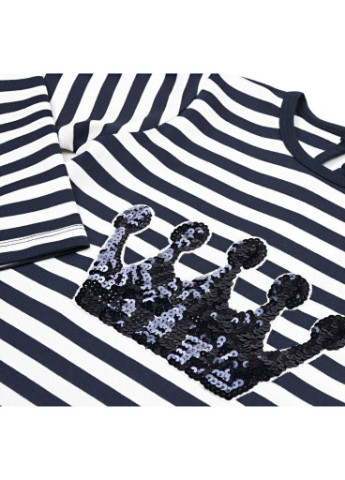 Біла футболка в смужку з короною (12309-128g-blue) Breeze (205772938)