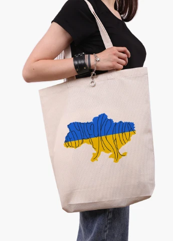 Еко сумка Все буде Україна (9227-3771-2) бежева з широким дном MobiPrint (253110062)