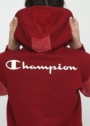 Худи Champion логотипы бордовые спортивные трикотаж, велюр, хлопок, футер