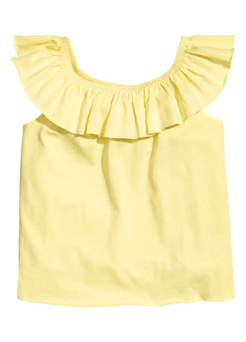 Желтая однотонная блузка без рукава H&M летняя