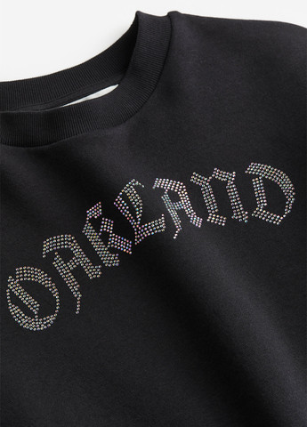 H&M світшот однотонний чорний спортивний, кежуал бавовна, футер