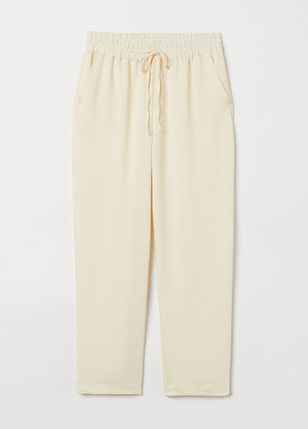 Кремовые кэжуал летние зауженные, укороченные брюки H&M
