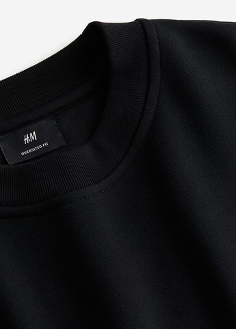 Світшот H&M - Прямий крій однотонний чорний кежуал бавовна - (281991114)