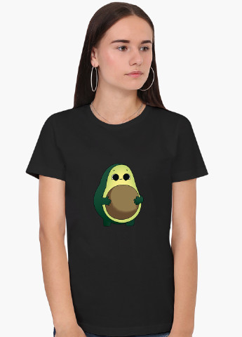 Черная демисезон футболка женская авокадо (avocado) (8976-2031) xxl MobiPrint