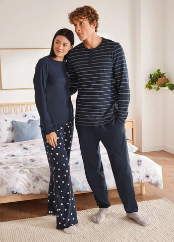 Темно-синя всесезон піжама (лонгслів, штани) лонгслів + брюки Esmara