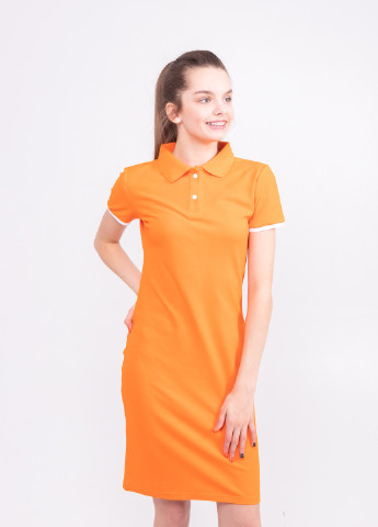Оранжевое кэжуал платье поло TvoePolo однотонное