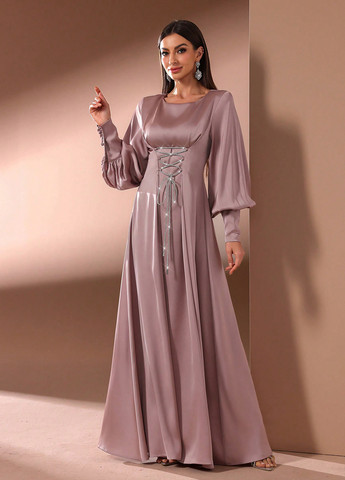 Світло-рожева вечірня сукня кльош SHEIN однотонна