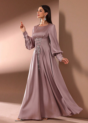 Світло-рожева вечірня сукня кльош SHEIN однотонна