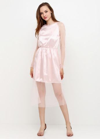 Светло-розовое коктейльное платье No Brand
