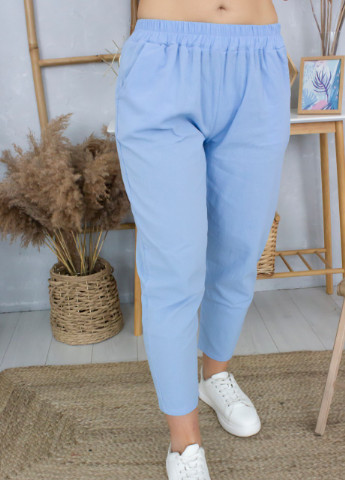 Голубые кэжуал летние укороченные брюки JEANSclub