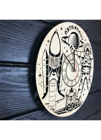 Безшумний дерев`яний годинник на стіну «Космонавт» 7Arts (253567814)