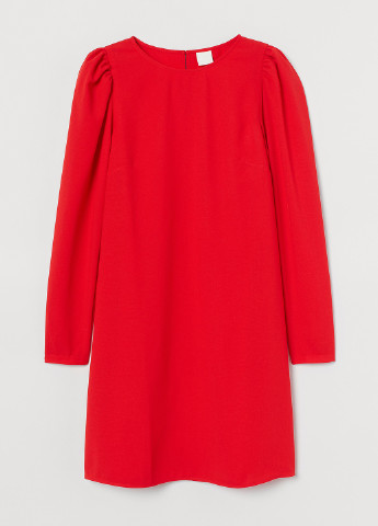 Красное кэжуал платье а-силуэт H&M однотонное