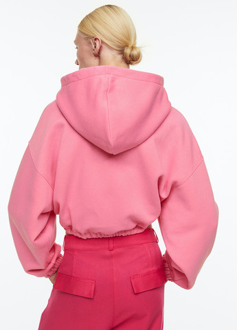 Толстовка H&M однотонна рожева кежуал бавовна, трикотаж
