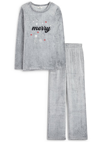 Серая зимняя пижама (лонгслив, брюки) C&A