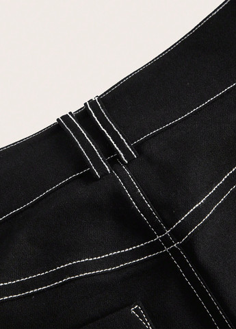 Черная кэжуал однотонная юбка SHEIN