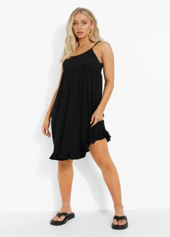 Черное кэжуал платье Boohoo однотонное
