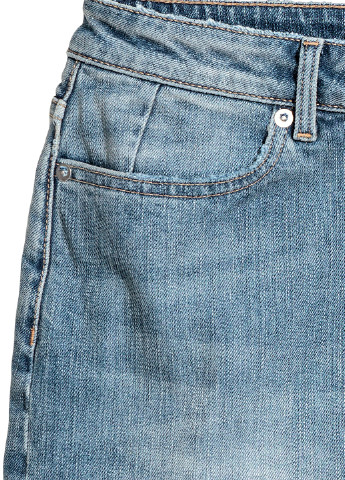 Темно-голубая джинсовая однотонная юбка H&M