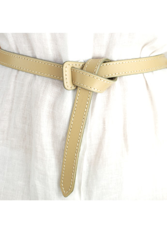Ремінь-вузол жіночий шкіряний без пряжки бежевий KB-k20 beige (2 см) King's Belt (253372257)
