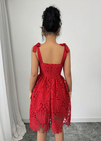 Красное вечернее, кэжуал платье бэби долл SHEIN однотонное