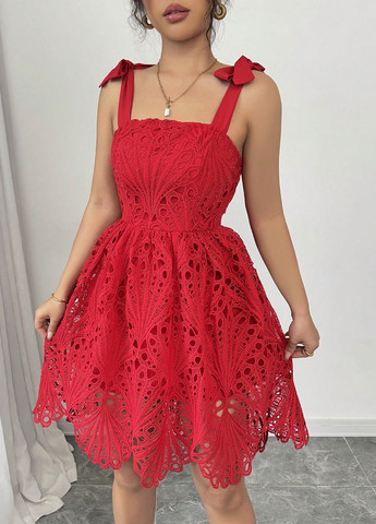 Красное вечернее, кэжуал платье бэби долл SHEIN однотонное