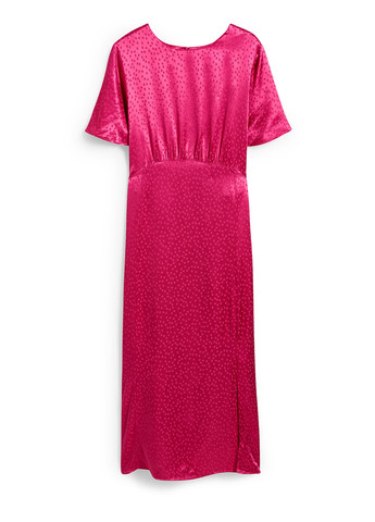 Розовое кэжуал платье C&A в горошек