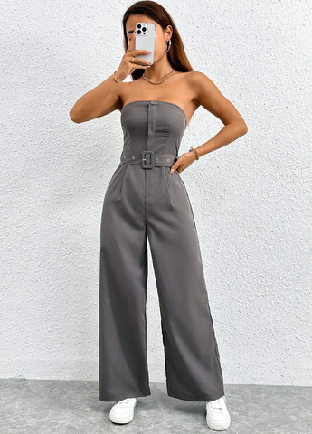 Комбінезон SHEIN комбінезон-брюки однотонний сірий кежуал поліестер