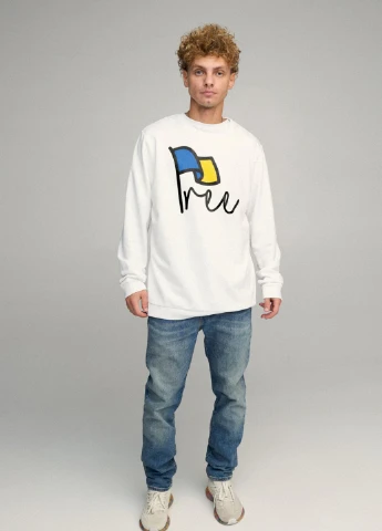 Белый світшот чоловічий oversize /no flis/ YAPPI рисунок (254557796)