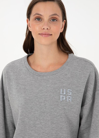 Серый свитшот U.S. Polo Assn. меланж вышивка (322953565)