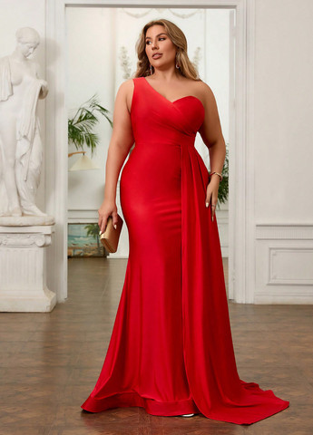Красное вечернее платье годе SHEIN однотонное
