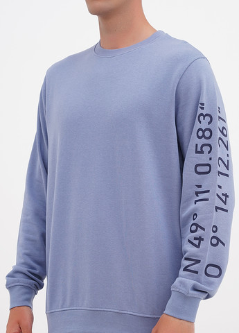 Чоловічий светр, світшот Livergy - Прямий крій напис блакитний кежуал бавовна - (259499485)