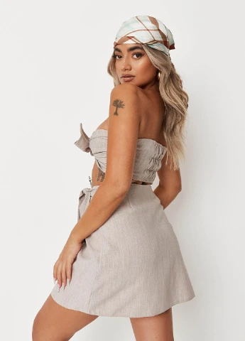 Светло-бежевая кэжуал однотонная юбка Missguided на запах