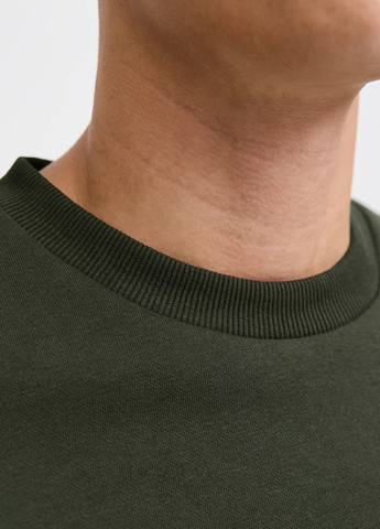 Хакі світшот Jack & Jones логотип без декору (354686467)