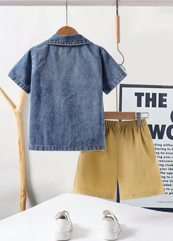 Комбинированный летний костюм (рубашка, брюки) SHEIN