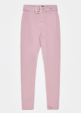 Розовые кэжуал демисезонные зауженные брюки Bershka