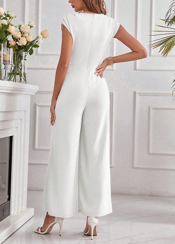 Комбинезон SHEIN комбинезон-брюки однотонный белый кэжуал полиэстер