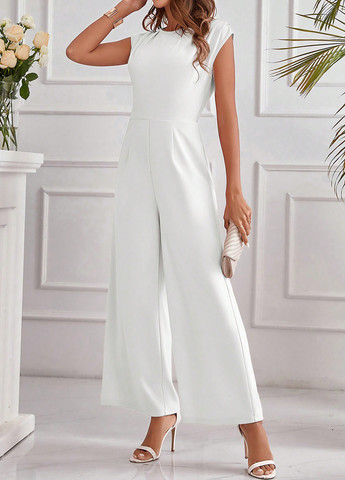 Комбинезон SHEIN комбинезон-брюки однотонный белый кэжуал полиэстер