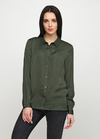 Зеленая кэжуал рубашка однотонная Minus