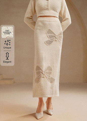 Светло-бежевая кэжуал однотонная юбка SHEIN карандаш