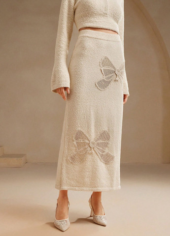 Светло-бежевая кэжуал однотонная юбка SHEIN карандаш