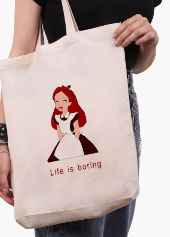 Эко сумка шоппер белая Алиса скукота Дисней (Disney) (9227-1435-WTD) Еко сумка шоппер біла 41*39*8 см MobiPrint (215943792)