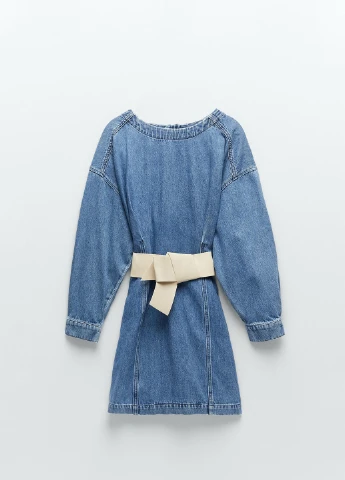 Синее джинсовое платье Zara однотонное