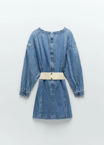 Синее джинсовое платье Zara однотонное