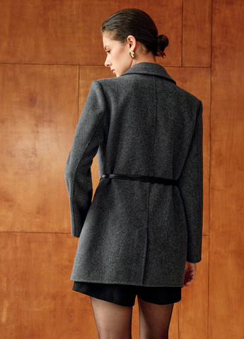 Темно-сіре демісезонне Пальто двобортне SHEIN